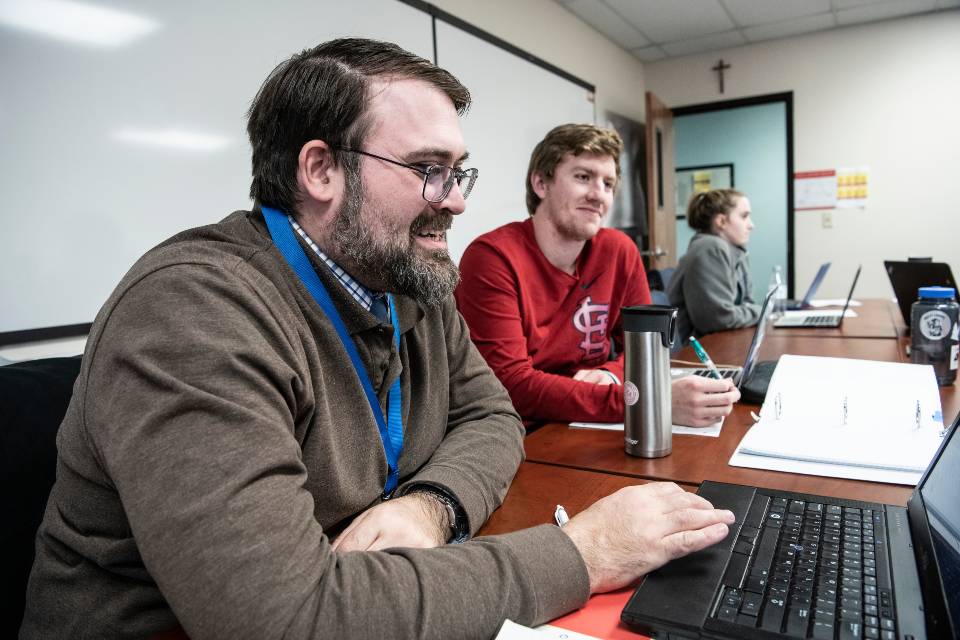 Students sitting at desks